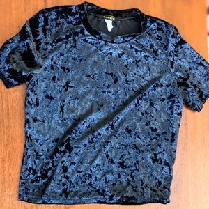 Beware Black Velvet Short Sleeve Top